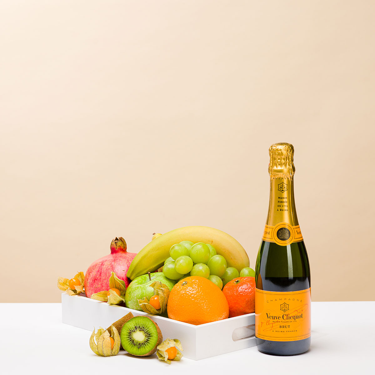 Fruit Tray with Veuve Clicquot Delivery in Belgium by GiftsForEurope