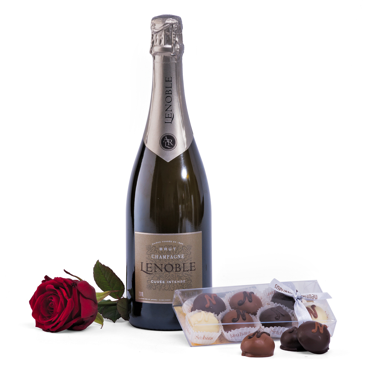 champagne red rose neuhaus chocolate delivery in belgium by